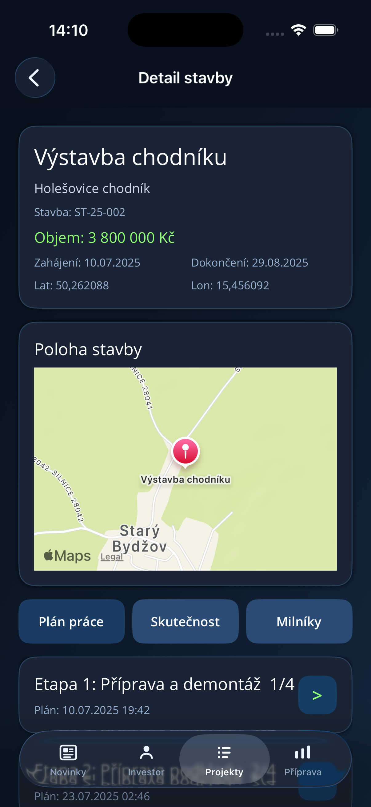 Mapa lokality projektu